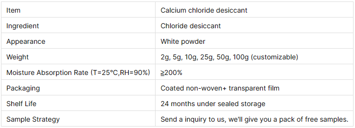 d&eacute;shydratant au chlorure de calcium